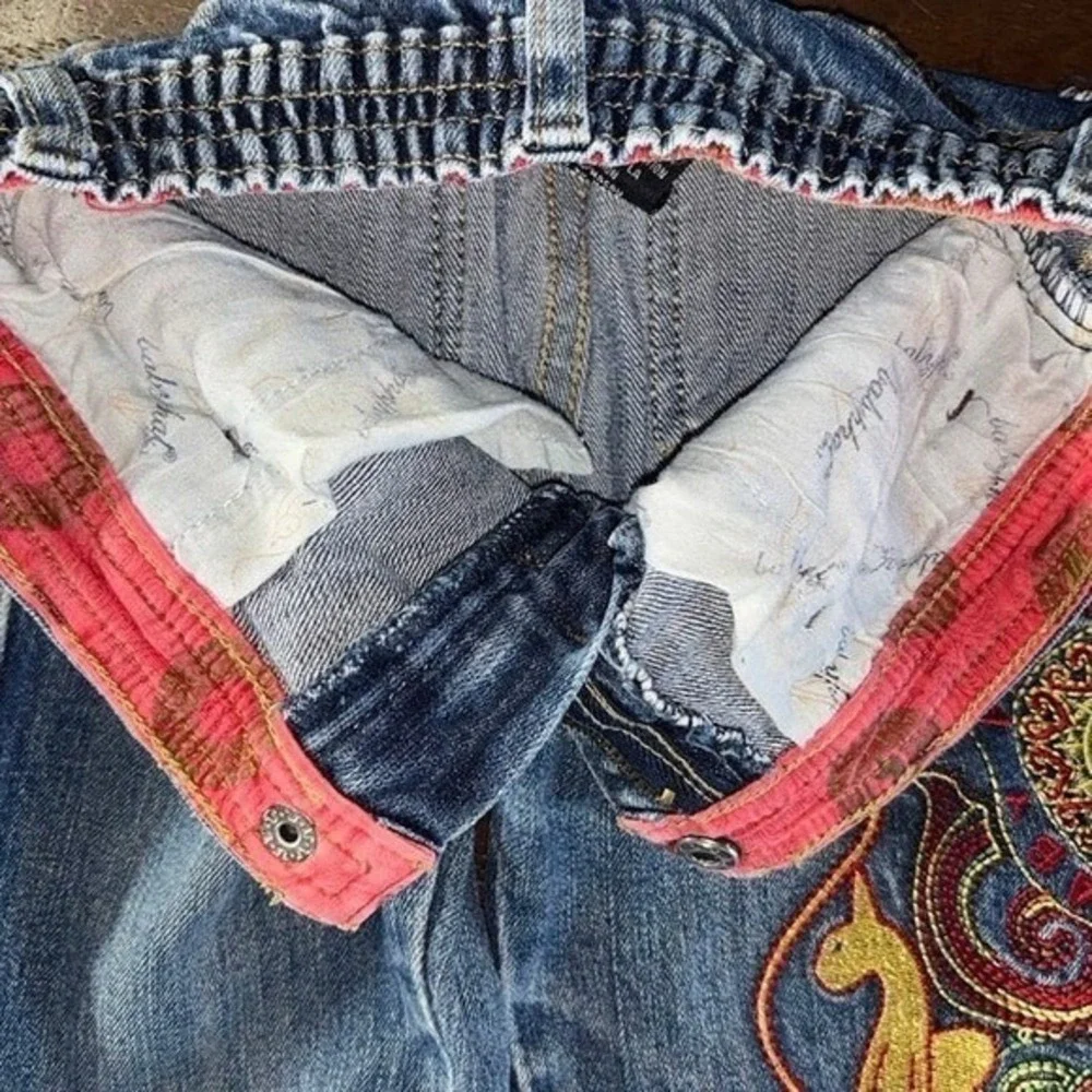 Baby Phat Girlz Embroidered Jeans Kids Size 4‎ Blue Denim Y2K Cat Logo Excellent